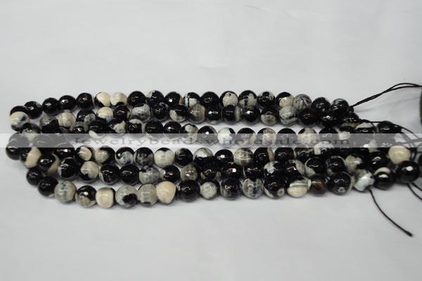 CAG2243 15.5 inches 10mm faceted round fire crackle agate beads