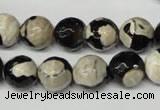CAG2244 15.5 inches 12mm faceted round fire crackle agate beads