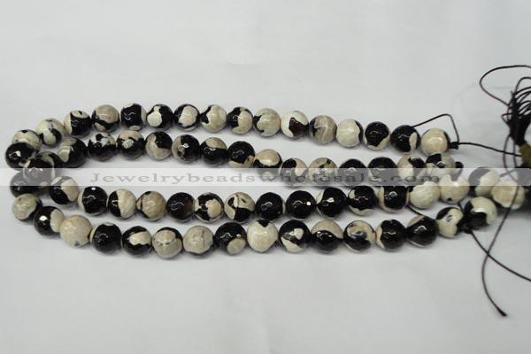 CAG2244 15.5 inches 12mm faceted round fire crackle agate beads