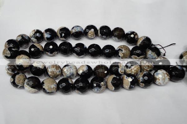 CAG2247 15.5 inches 18mm faceted round fire crackle agate beads
