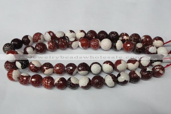 CAG2257 15.5 inches 18mm faceted round fire crackle agate beads