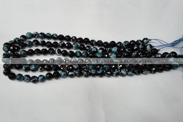 CAG2282 15.5 inches 8mm faceted round fire crackle agate beads