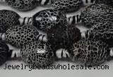 CAG2294 15.5 inches 12*16mm faceted rice fire crackle agate beads