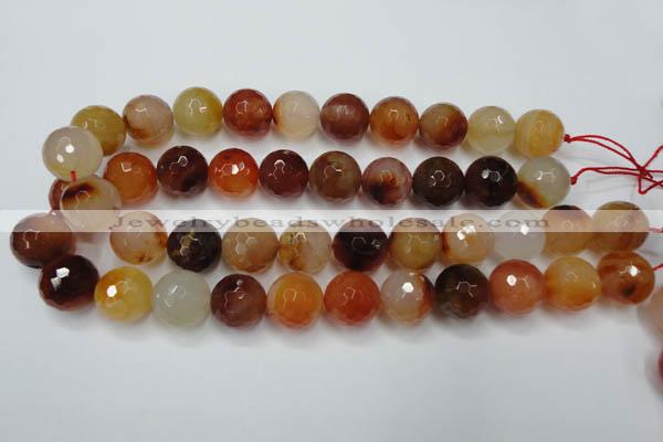 CAG2386 15.5 inches 16mm faceted round red agate beads wholesale