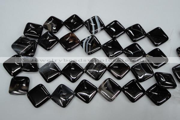 CAG2938 15.5 inches 22*22mm diamond black line agate beads