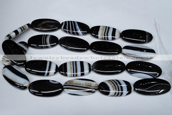 CAG3009 15.5 inches 20*40mm oval black line agate beads