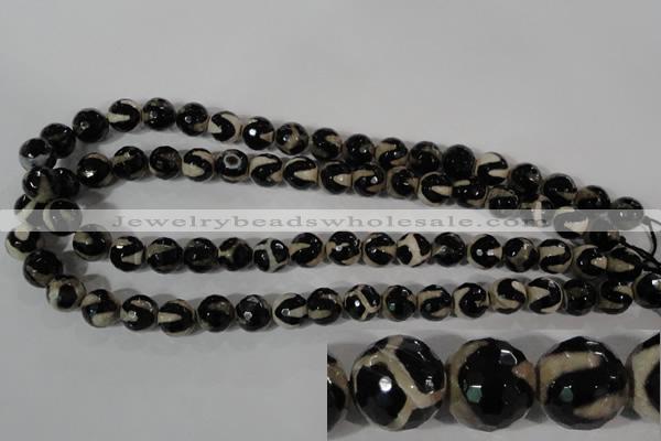 CAG3842 15.5 inches 10mm faceted round tibetan agate beads wholesale