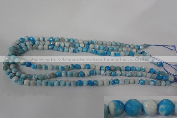 CAG3871 15.5 inches 6mm faceted round fire crackle agate beads
