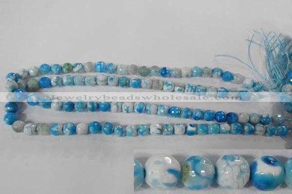 CAG3872 15.5 inches 8mm faceted round fire crackle agate beads