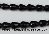CAG4000 15.5 inches 8*10mm faceted teardrop black agate beads