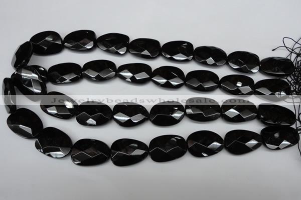 CAG4039 15.5 inches 18*23mm faceted freeform black agate beads