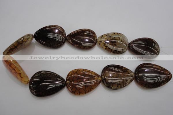 CAG4086 15.5 inches 30*40mm flat teardrop dragon veins agate beads