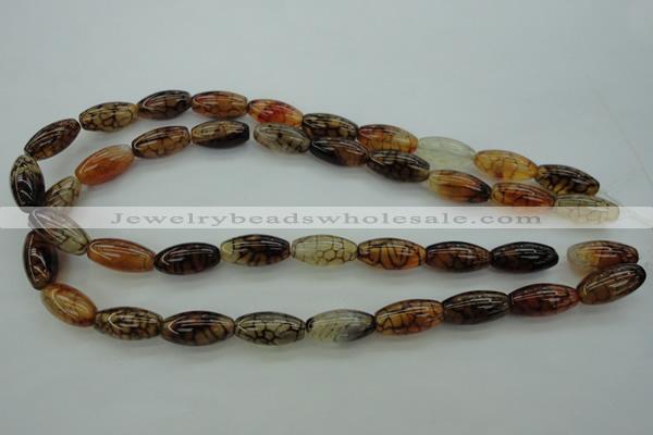 CAG4127 15.5 inches 10*20mm rice dragon veins agate beads