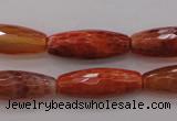 CAG4196 15.5 inches 9*25mm faceted rice natural fire agate beads