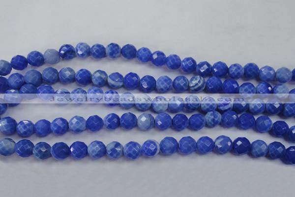 CAG4312 15.5 inches 8mm faceted round dyed blue fire agate beads