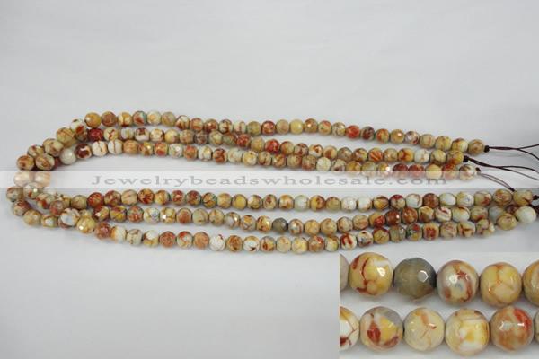 CAG4482 15.5 inches 6mm faceted round fire crackle agate beads