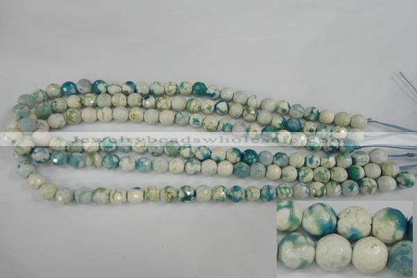CAG4492 15.5 inches 8mm faceted round fire crackle agate beads