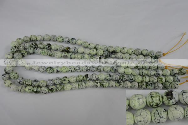 CAG4497 15.5 inches 8mm faceted round fire crackle agate beads