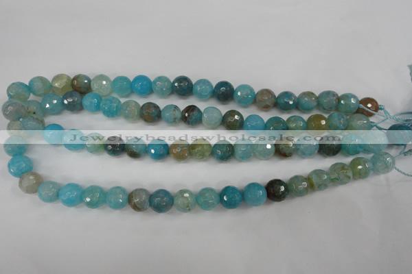 CAG4518 15.5 inches 10mm faceted round fire crackle agate beads