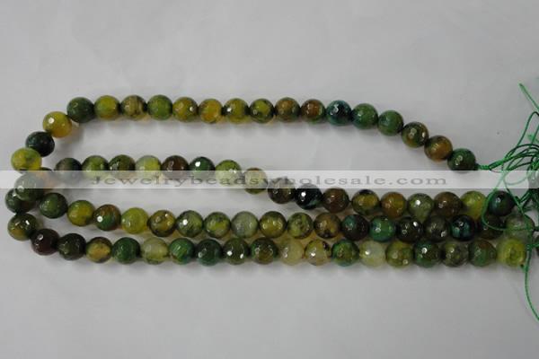 CAG4519 15.5 inches 10mm faceted round fire crackle agate beads