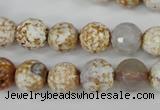CAG4521 15.5 inches 10mm faceted round fire crackle agate beads