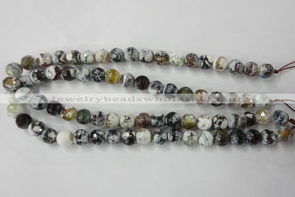 CAG4522 15.5 inches 10mm faceted round fire crackle agate beads