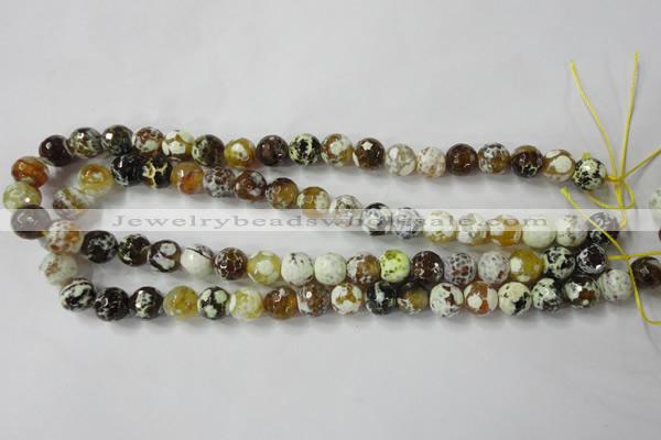 CAG4523 15.5 inches 10mm faceted round fire crackle agate beads