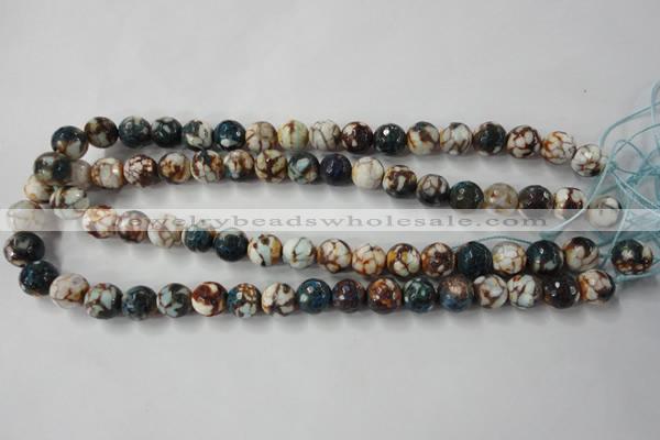 CAG4524 15.5 inches 10mm faceted round fire crackle agate beads