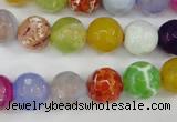 CAG4530 15.5 inches 10mm faceted round fire crackle agate beads