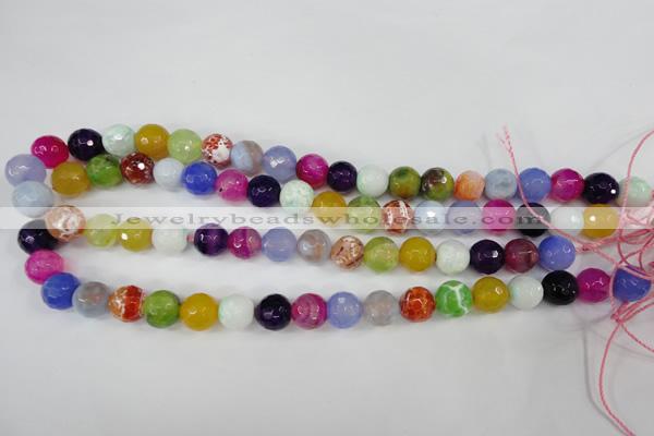 CAG4530 15.5 inches 10mm faceted round fire crackle agate beads