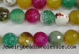 CAG4531 15.5 inches 10mm faceted round fire crackle agate beads