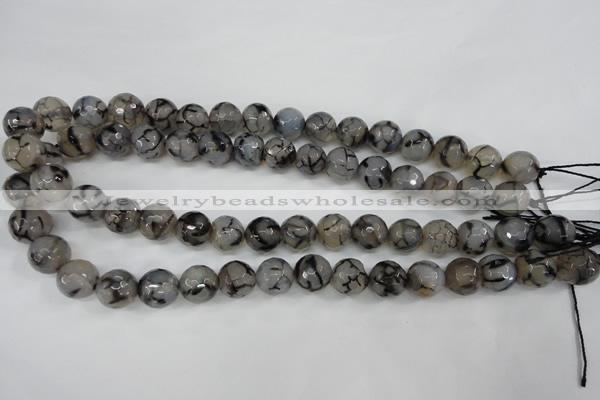 CAG4540 15.5 inches 12mm faceted round fire crackle agate beads