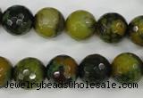 CAG4542 15.5 inches 12mm faceted round fire crackle agate beads