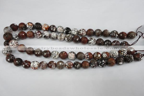 CAG4547 15.5 inches 12mm faceted round fire crackle agate beads