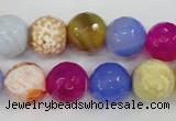 CAG4549 15.5 inches 12mm faceted round fire crackle agate beads