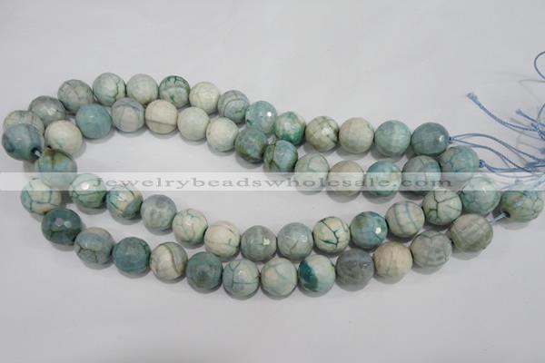 CAG4556 15.5 inches 14mm faceted round fire crackle agate beads