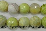 CAG4559 15.5 inches 14mm faceted round fire crackle agate beads