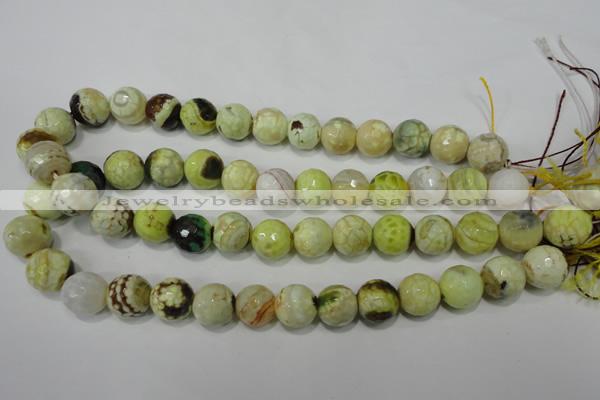 CAG4559 15.5 inches 14mm faceted round fire crackle agate beads