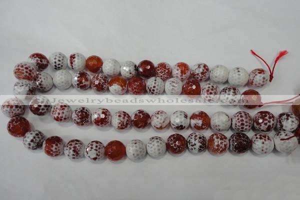 CAG4560 15.5 inches 14mm faceted round fire crackle agate beads