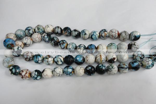 CAG4561 15.5 inches 14mm faceted round fire crackle agate beads