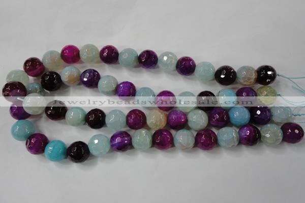 CAG4563 15.5 inches 14mm faceted round fire crackle agate beads