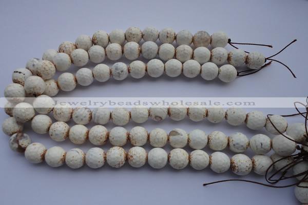 CAG4569 15.5 inches 13mm - 14mm faceted round fire crackle agate beads