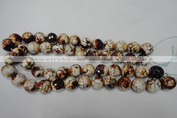 CAG4577 15.5 inches 16mm faceted round fire crackle agate beads