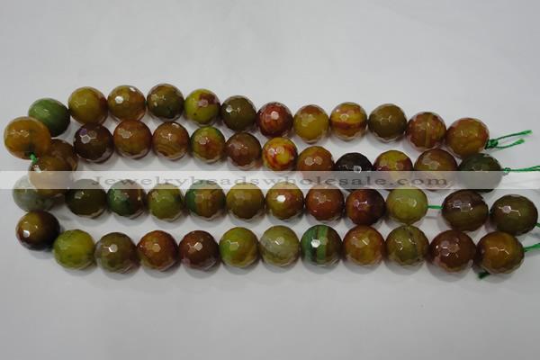 CAG4582 15.5 inches 16mm faceted round fire crackle agate beads