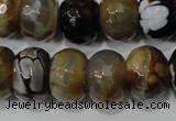 CAG4598 15.5 inches 12*16mm faceted rondelle fire crackle agate beads