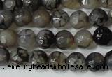 CAG4600 15.5 inches 4mm faceted round fire crackle agate beads