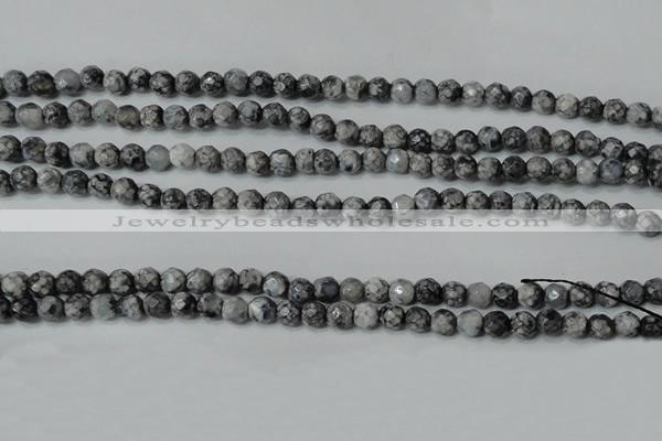 CAG4601 15.5 inches 4mm faceted round fire crackle agate beads