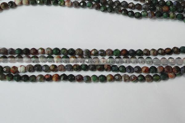 CAG4603 15.5 inches 4mm faceted round fire crackle agate beads