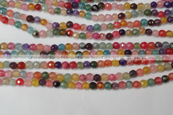 CAG4608 15.5 inches 4mm faceted round fire crackle agate beads