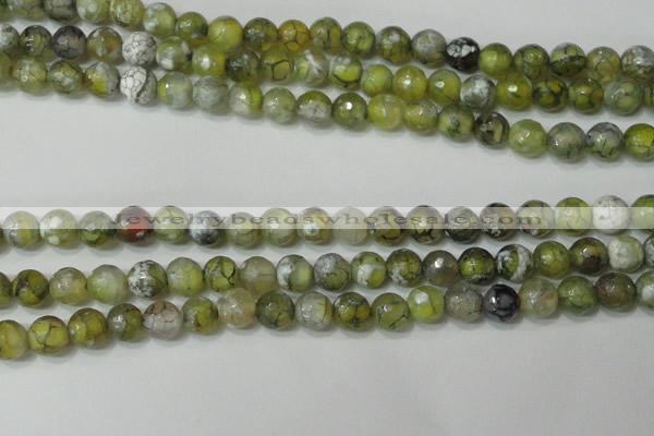 CAG4627 15.5 inches 6mm faceted round fire crackle agate beads